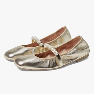Stuart Weitzman Goldie Pearl Light Gold Metallic Ballet Flats 7.5